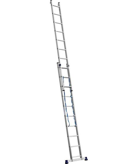 Стремянки и лестницы: Двухсекционная лестница СИБИН 38823-10 10 ступеней, со стабилизатором, алюминиевая фотографии