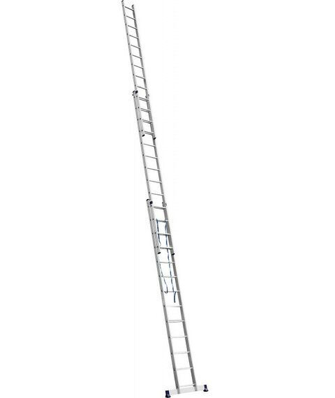 Стремянки и лестницы: Трехсекционная лестница СИБИН 38833-13 13 ступеней, со стабилизатором, алюминиевая фотографии