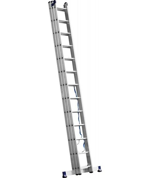 Стремянки и лестницы: Трехсекционная лестница СИБИН 38833-13 13 ступеней, со стабилизатором, алюминиевая фотографии