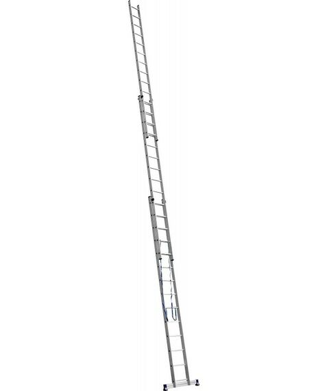Стремянки и лестницы: Трехсекционная лестница СИБИН 38833-14 14 ступеней, со стабилизатором, алюминиевая фотографии