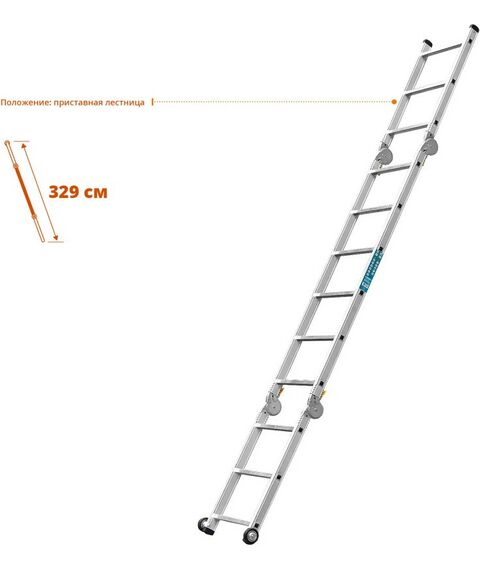 Стремянки и лестницы: Профессиональные рабочие подмости СИБИН ПРП-36 алюминиевые, 3х6х3 ступени, складные с колесами и съемной площадкой [38845] фотографии