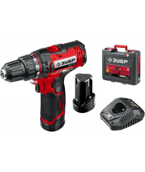 Дрели и шуруповерты: Дрель-шуруповерт Зубр ДШЛ-125-22 12В, 2 АКБ (2Ач), в кейсе фотографии