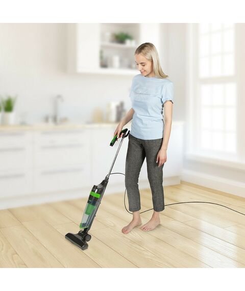 Пылесосы: Пылесос циклон вертикальный Endever SkyClean VC-292 650 Вт / 120 Вт, цвет черный/зеленый, HEPA-фильтр [90027] фотографии