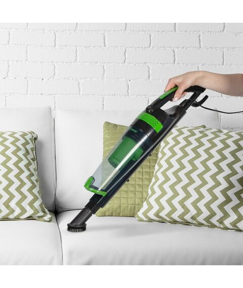 Пылесосы: Пылесос циклон вертикальный Endever SkyClean VC-292 650 Вт / 120 Вт, цвет черный/зеленый, HEPA-фильтр [90027] фотографии