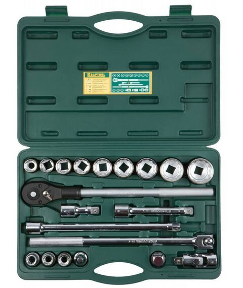 Наборы инструментов и ключи: Набор торцовых головок KRAFTOOL TRUCK 20 для крупногабаритной техники, 20 предметов [27895-H20_z01] фотографии