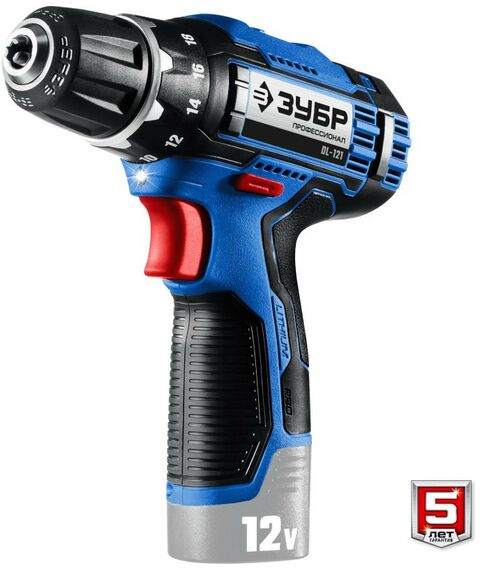 Дрели и шуруповерты: Дрель-шуруповерт Зубр Профессионал DL-121 ЗУБР 12В, без АКБ, в коробке фотографии