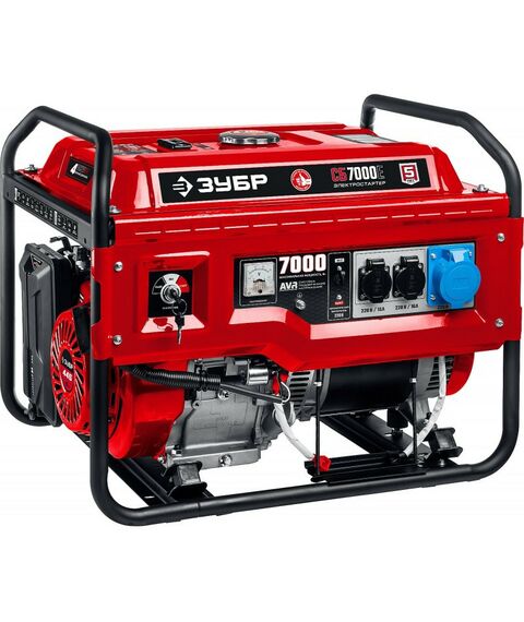 Электростанции: Бензиновый генератор с электростартером Зубр СБ-7000Е 7 кВт фотографии