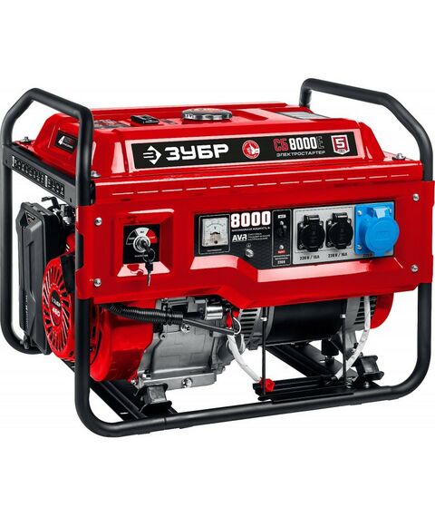 Электростанции: Бензиновый генератор с электростартером Зубр СБ-8000Е 8 кВт фотографии