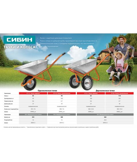 Тачки строительные: тачка строительная одноколесная СИБИН СТ-12 180 кг [39904_z01] фотографии