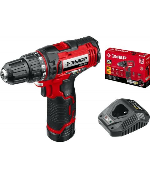 Дрели и шуруповерты: Дрель-шуруповерт Зубр ДШЛ-125-21 12В, 1 АКБ (2Ач), в коробке фотографии