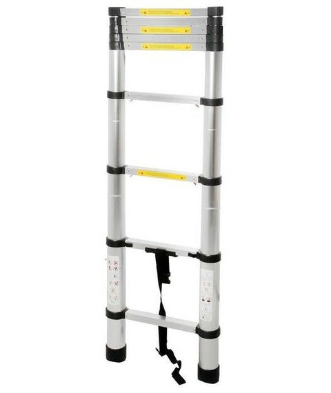 Стремянки и лестницы: Лестница телескопическая TUNDRA 2.6 м алюминиевая, 9 ступеней, автомат фотографии