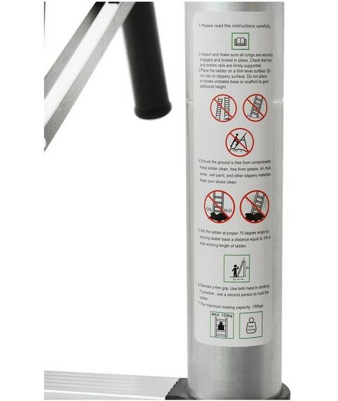 Стремянки и лестницы: Лестница телескопическая TUNDRA 2.6 м алюминиевая, 9 ступеней, автомат фотографии