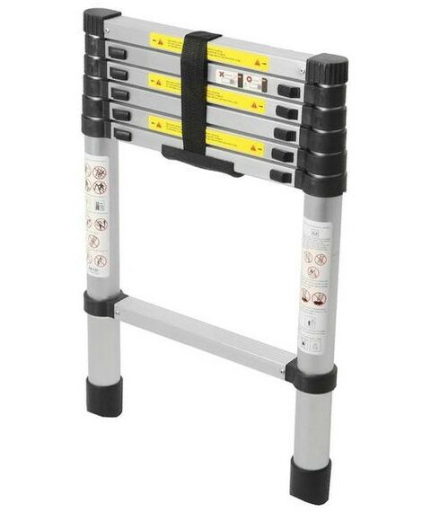 Стремянки и лестницы: Лестница телескопическая TUNDRA 2.6 м алюминиевая, 9 ступеней, автомат фотографии