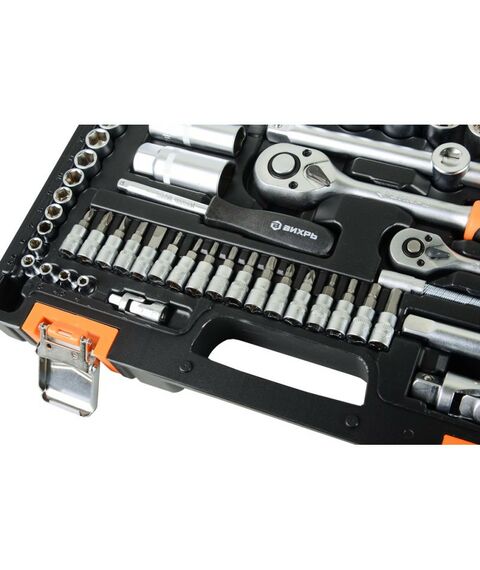 Наборы инструментов и ключи: Набор инструментов Вихрь АВТО 82 предмета 1/2", 1/4", CrV, в кейсе [73/6/7/6] фотографии