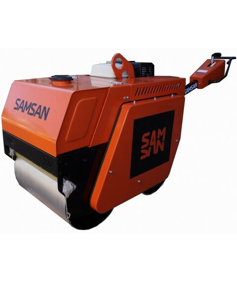 Дорожные катки: Ручной двухвальцовый дорожный каток Samsan DDR 600 Honda 390 (13 л.с.), вес сухой 545 кг, бак для воды 50 л, ширина барабана 600 мм фотографии