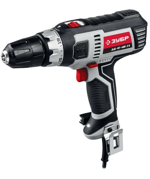 Дрели и шуруповерты: Дрель-шуруповерт сетевая Зубр Мастер ДШ-М1-400-2 К 400 Вт, 0-450/0-1800 об/мин, в кейсе фотографии