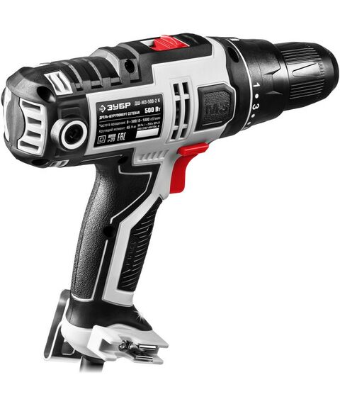 Дрели и шуруповерты: Дрель-шуруповерт сетевая Зубр Мастер ДШ-М3-500-2 К 500 Вт, 0-450/0-1800 об/мин, в кейсе фотографии