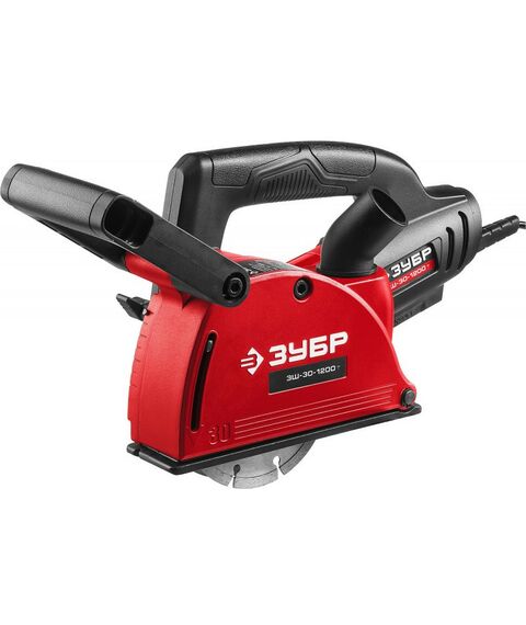 Штроборезы, бетонорезы: Штроборез (бороздодел) Зубр Мастер ЗШ-30-1200 Т макс. глубина паза 30 мм, 125 мм, пылезащита, подключение пылесоса, защита от перегрузки, 1200 Вт фотографии