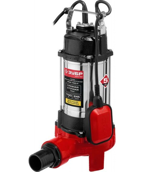 Насосы и насосные станции: Фекальный насос с режущим механизмом Зубр НПФ-1100-Р 1100 Вт фотографии