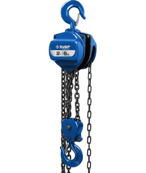 Лебедки, тали, тельферы: Таль цепная Зубр Профессионал ТШ-2-6 шестеренная, 2т / 6м [43082-2_z01] фотографии