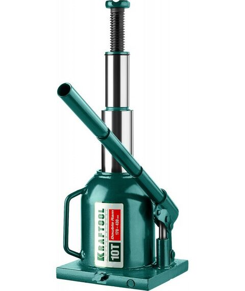 Домкраты: Домкрат двухштоковый бутылочный KRAFTOOL DOUBLE RAM 10т 170-430мм с увеличенным подъемом [43463-10] фотографии