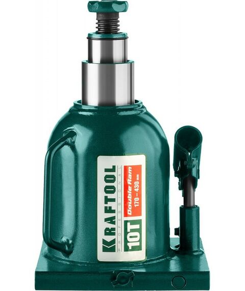 Домкраты: Домкрат двухштоковый бутылочный KRAFTOOL DOUBLE RAM 10т 170-430мм с увеличенным подъемом [43463-10] фотографии