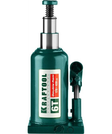 Домкраты: Домкрат двухштоковый бутылочный с увеличенным подъемом KRAFTOOL DOUBLE RAM 6т 170-420мм [43463-6] фотографии