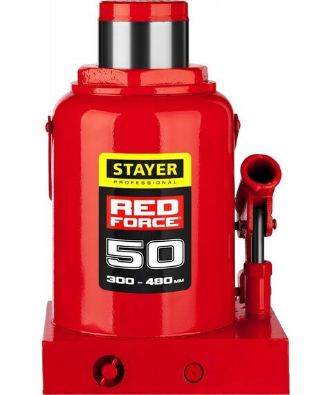 Домкраты: Домкрат бутылочный гидравлический STAYER RED FORCE 50т 300-480мм [43160-50_z01] фотографии