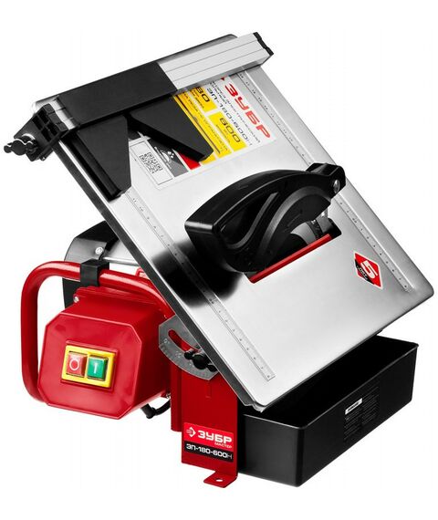 Плиткорезы: Электроплиткорез Зубр Мастер ЭП-180-600Н диск 180 мм, глубина реза 90°-34мм/45°-17мм, стол 330х360мм, 2950об/мин, 600Вт фотографии