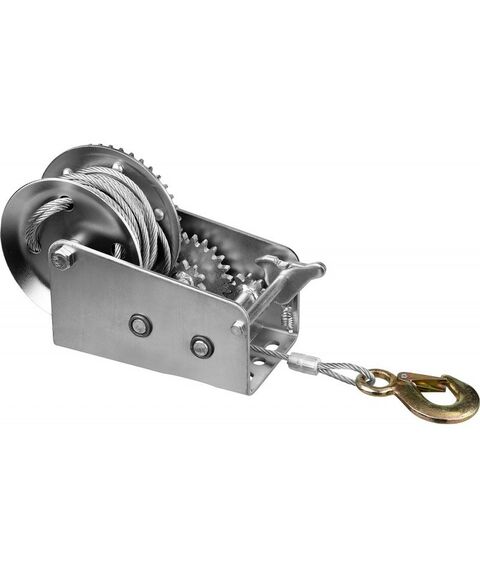 Лебедки, тали, тельферы: Лебедка ручная барабанная Зубр Профессионал 43113-0.9 тяговая, тросовая, 0.9 т, 8 м фотографии