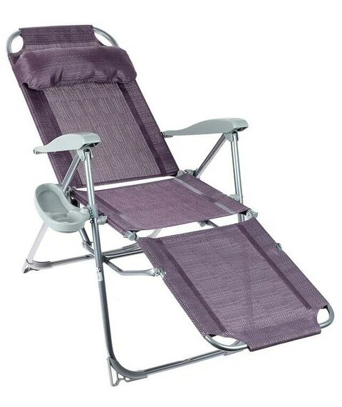 Кемпинговая мебель: Кресло-шезлонг с полкой  КШ3/1 баклажановый фотографии