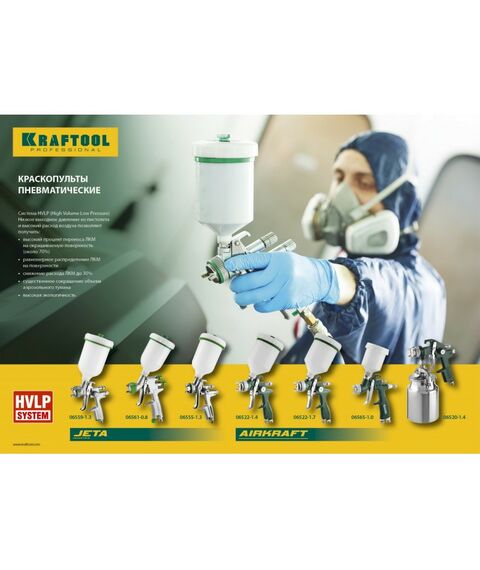 Пневмокраскопульты: Краскопульт пневматический KRAFTOOL AirKraft Mini 1 мм HVLP, c верхним бачком [06565-1.0] фотографии