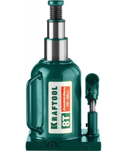 Домкраты: Домкрат двухштоковый бутылочный KRAFTOOL DOUBLE RAM 8т 170-430мм с увеличенным подъемом [43463-8] фотографии