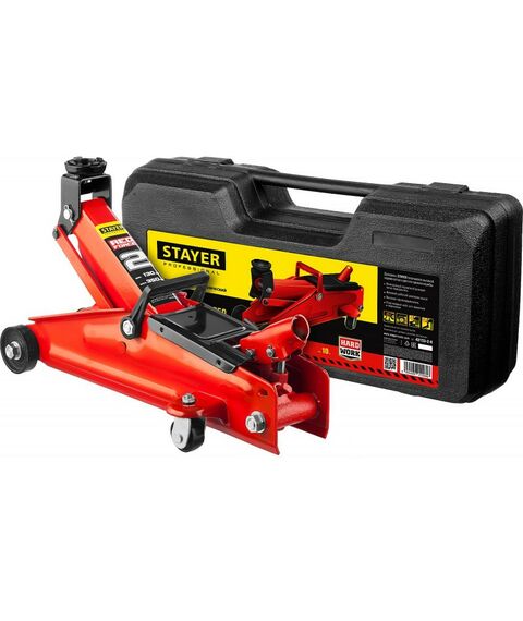 Домкраты: Подкатной домкрат для легковых а/м STAYER RED FORCE R-28 2т 130-350мм в кейсе [43153-2-K] фотографии
