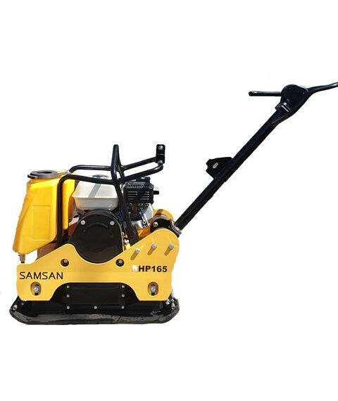 Виброплиты, вибраторы: Виброплита реверсивная гидравлическая Samsan RHP165 двигатель Honda GX160, 4-тактный, гидравлический реверс, бак для воды, двухзонная система орошения, вес 165 кг фотографии
