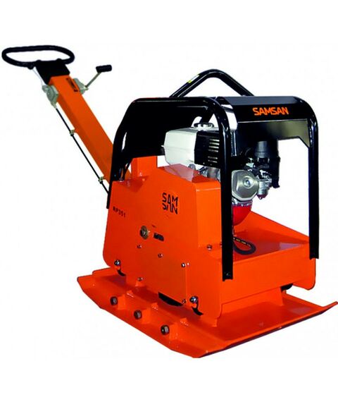 Виброплиты, вибраторы: Виброплита реверсивная Samsan RP 351 двигатель Honda GX 270, 4-тактный, одноцилиндровый, 9 л/с, частота 3750 виб./мин, центробежная сила 38 кН, глубина уплотнения 90 см фотографии