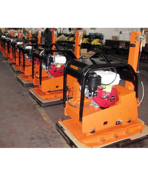 Виброплиты, вибраторы: Виброплита реверсивная Samsan RP 351 двигатель Honda GX 270, 4-тактный, одноцилиндровый, 9 л/с, частота 3750 виб./мин, центробежная сила 38 кН, глубина уплотнения 90 см фотографии