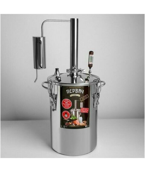 Сепараторы и дистилляторы: Дистиллятор  Первач Элит-Аромат 14Т 14л, термометр фотографии