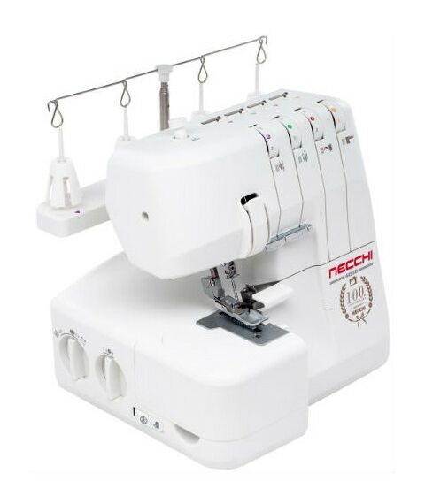 Швейные машинки: Оверлок Necchi 4455D 2, 3, 4-ниточный шов, дифференциальная подача, скорость 1200 стежков/мин фотографии