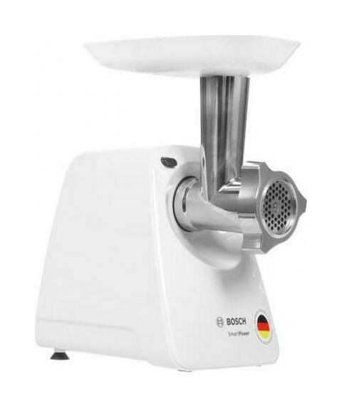 Мясорубки: Мясорубка BOSCH MFW2520W SmartPower, 350/1500 Вт, 2 форм диска, насадка для колбасок и кеббе фотографии