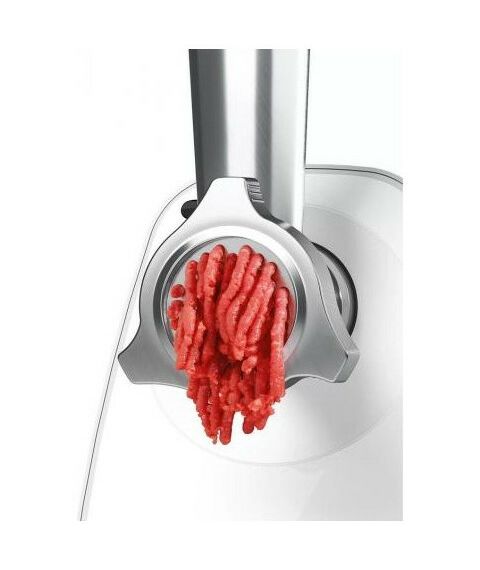 Мясорубки: Мясорубка BOSCH MFW2520W SmartPower, 350/1500 Вт, 2 форм диска, насадка для колбасок и кеббе фотографии