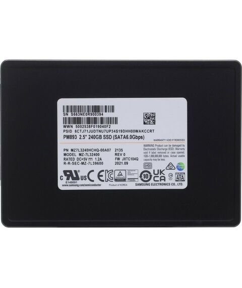 SSD-накопители: Накопитель Samsung 240 Gb PM893 SATA 6Gb/s 2.5" OEM [MZ7L3240HCHQ-00A07] фотографии