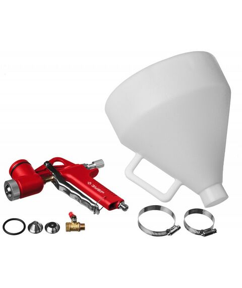 Пневмокраскопульты: Картушный пистолет для штукатурки Зубр MKP 600 с верхним бачком, 4, 6, 8мм [06466] фотографии