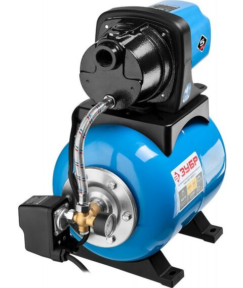 Насосы и насосные станции: Станция насосная автоматическая Зубр Мастер НАС-М3-1200-Ч 1200 Вт, пропускная способность 63 л/мин, напор 46 м, бак 20 л, корпус из чугуна фотографии