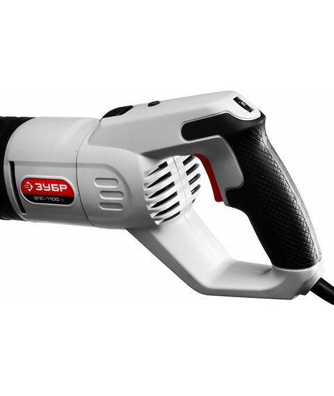 Сабельные пилы: Пила сабельная (электроножовка) Зубр ЗПС-1100 Э 1100 Вт, 800-2700 ход/мин, рез 230 мм (дерево), 20 мм (сталь), ход штока 29 мм фотографии