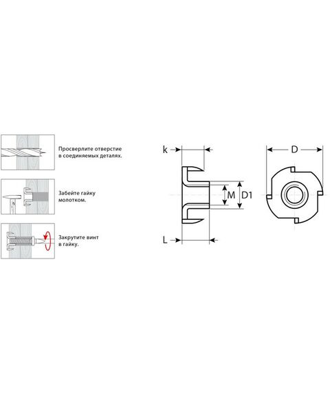 Мебельный крепеж: Гайка врезная Зубр M4x8мм 5 кг (2630 шт.), оцинкованная [303780-04] фотографии