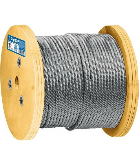 Такелажный крепеж: Трос грузоподъемный стальной оцинкованный Зубр Профессионал d=10 мм, L=60 м DIN 3066 [30417-10] фотографии