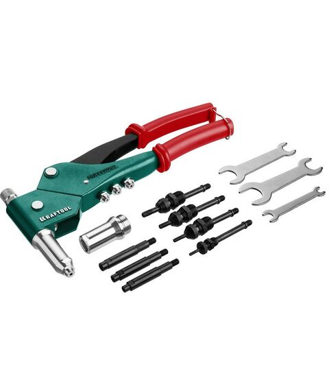 Заклепочники: Комбинированный заклепочник поворотный KRAFTOOL Combo3-M6 0-360°, в кейсе [31178_z01] фотографии