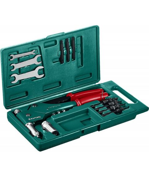 Заклепочники: Комбинированный заклепочник поворотный KRAFTOOL Combo3-M6 0-360°, в кейсе [31178_z01] фотографии