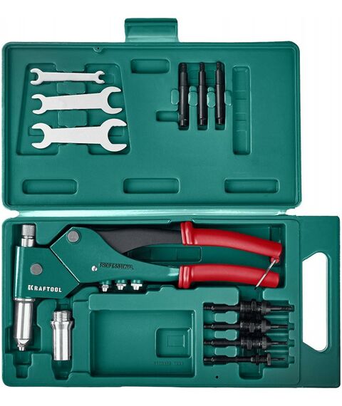 Заклепочники: Комбинированный заклепочник поворотный KRAFTOOL Combo3-M6 0-360°, в кейсе [31178_z01] фотографии